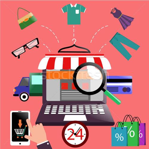 商业照片: 网上购物 · 笔记本电脑 · 购买 · 产品 · 在线 · 购物